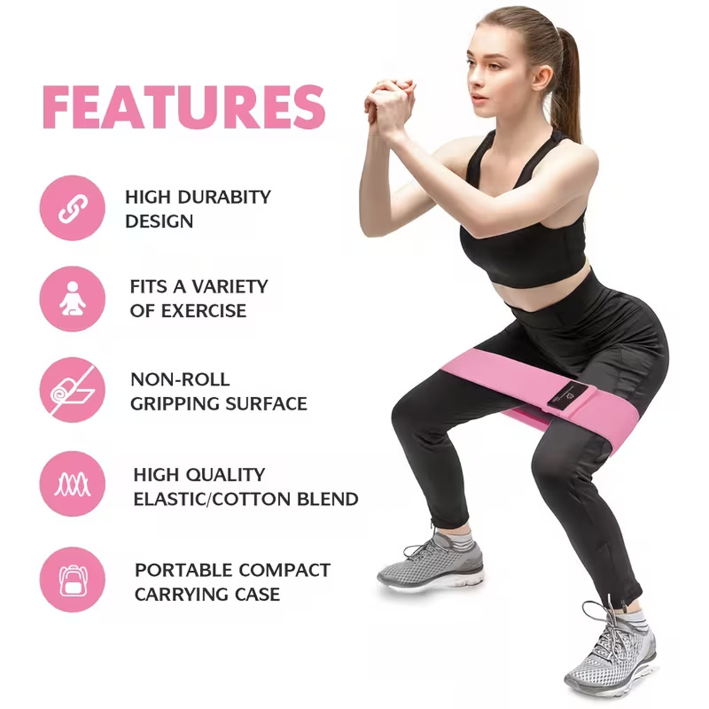3 Pcs Fabric Resistance Bands Loop Exercise Workout Fitness Yoga Booty Band Set